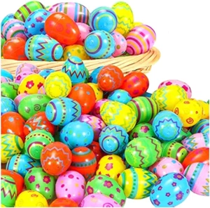 72 Pcs Plastic Printed Bright Easter Eggs 2.36" Tall for Easter Hunt, Filling Tr - Picture 1 of 12
