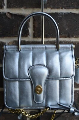 NWT$475 Coach Quilties Willis Top Handle 18  Nappa Lthr C6664 Crossbody Silver - Image 1 of 4