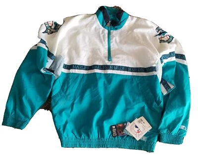 NWT XL STARTER Florida Marlins white windbreaker jacket men's vintage 1990's NEW - Image 1 of 3