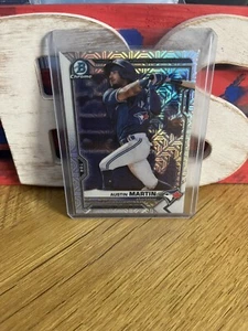 Bowman 2021 cromo mega Austin Martin Mojo tarjeta de prospecto refractor Blue Jays - Imagen 1 de 2