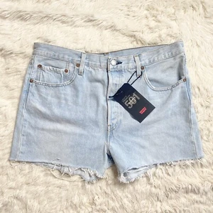 NEU Levi's Premium 501 High Rise Distressed Denim Light Wash Shorts-Größe 32 - Bild 1 von 2