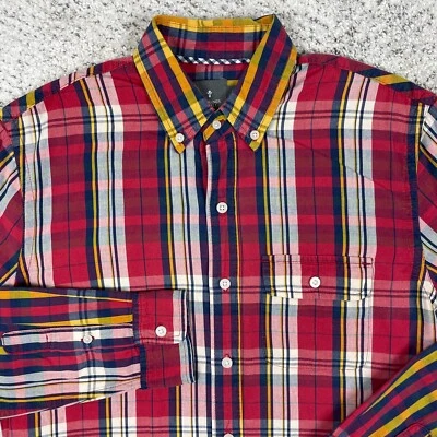 Hawkings McGill Shirt Men Small Long Sleeve Red Plaid Collared Button Down GUC - Image 1 of 4