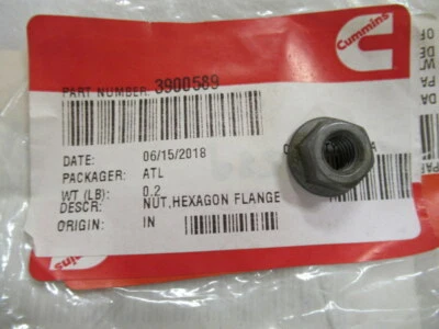 U8 Genuine Cummins 3900589 Hexagon Flange Nut OEM New Factory Boat Parts - Image 1 of 2