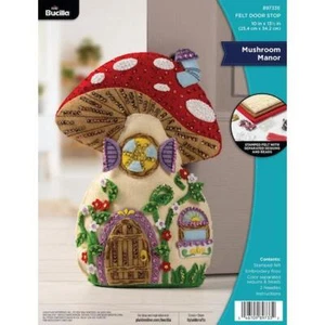 Bucilla 10"x13.5" Felt Door Stop Applique Kit - Mushroom Manor 89733E - Picture 1 of 4