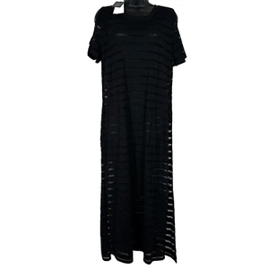Robe maxi Calvin Klein maillot de bain femme S/M noire découpée rayures neuve - Photo 1/7