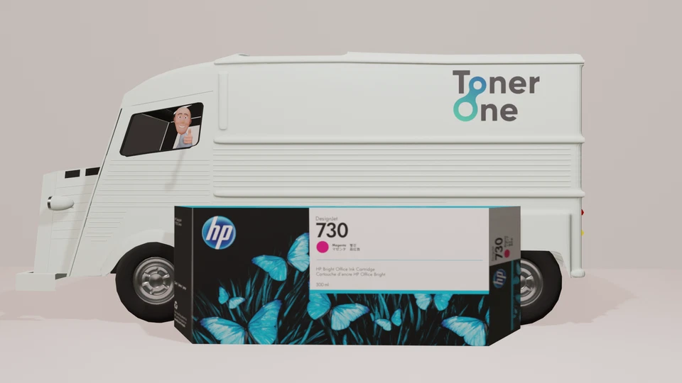 Genuine High Capacity HP 730 Magenta Ink Cartridge | 300ml | P2V69A - Image 1 of 1