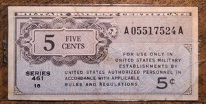 SERIES 461 MPC MILITARY PAYMENT CERTIFICATE 5 CENTS (1946) - Picture 1 of 2