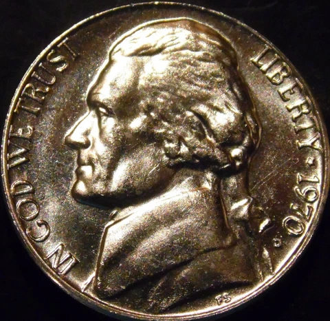 1970-D Jefferson Nickel Gem BU Virtually Full Steps Uncirculated Cover