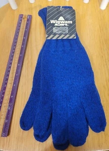 New Vintage WIGWAM Winter wool Gloves Blue Sz L LARGE - Picture 1 of 5