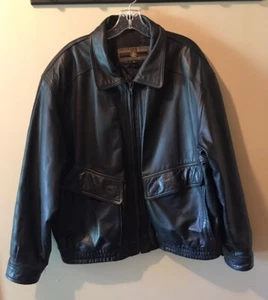 Members Only Men’s Leather Bomber Jacket Size XL Long Black Vintage 1980’s Style - Picture 1 of 9