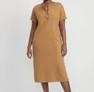 Women’s 🌿Short-Sleeve Striped Shift Dress LightBeige Size 2XL - Picture 1 of 4