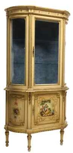 Antique Vitrine Cabinet, Italian, Venetian, Paint-Decorated, Glazed, E. 1900s!! - Picture 1 of 4