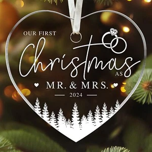 First Christmas Married Ornament 2024 - Married Ornament 2024 Wedding Ornamen... - Picture 1 of 7