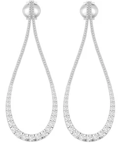 MODEENI Large Diamond Teardrop Dangling Earrings for Women 14K White Gold 1.3 CT - Picture 1 of 2