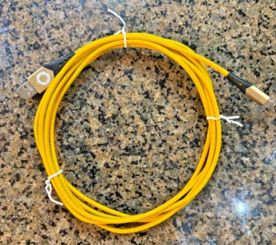 USB-A to Micro USB Fast Charging/Data Transfer Charger Cable Yellow 10' - Image 1 of 3