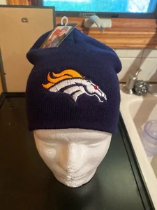 Denver BroncosCuffless Knit Beanie Winter Sport Skully Hat EMBROIDED Navy - Picture 1 of 1