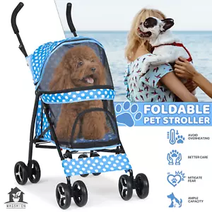 4 Wheels Foldable Pet Stroller Breathable Dog Stroller w/Storage Basket&Skylight - Picture 1 of 12