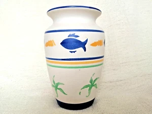 Vintage Scheurich Germany Vase Fish Motif Hand Painted Matt Finnish 8Inch - Bild 1 von 8