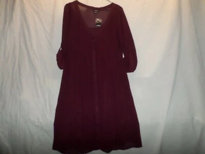 Torrid Mini Burgundy Chiffon  (Slip underlay) Shirt Dress Size 00 - Image 1 of 4