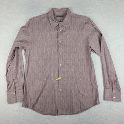 John Varvatos Dress Shirt Mens XL Red Striped Floral Button Up GC - Image 1 of 4