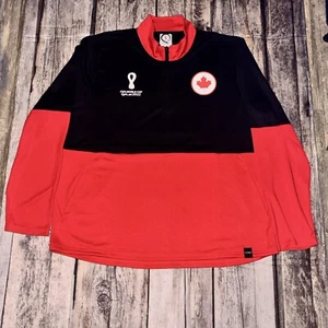 FIFA WM 2022 1/4 Zip Top Trainingsjacke - Kanada - Herren Größe 2XL rot/schwarz - Bild 1 von 7