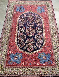 Collector Item -  4'4" x 6'7'' Very Fine Hand-Knotted 100% Wool Kashane Rug - Picture 1 of 7