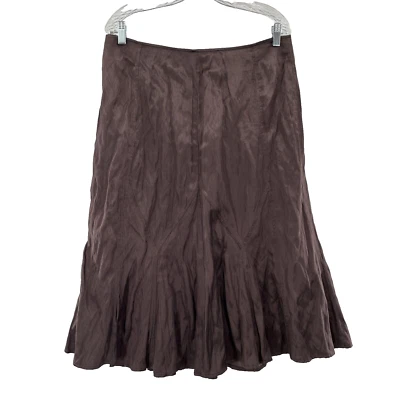 TSD Two Star Dog Size Large Viscose Cotton Metal Crinkle Skirt Brown - Image 1 of 4