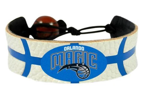White Orlando Magic NBA Team Color Basketball Leather Bracelet Cover
