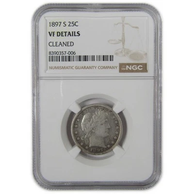1897 S Barber Quarter VF Details NGC Silver 25c Coin SKU:I23228 - Image 1 of 4