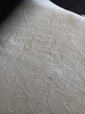 NAPPE  EN  chanvre ancien  140 X 110 MONOGRAMME - Photo 1/4