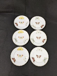 6 Vintage B & Co Limoges France L. Bernardaud & Co Butterfly Dessert Plates 6.5” - Picture 1 of 5