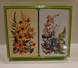 Hallmark 1970s Playing Cards~Double Deck Bridge Set~Floral Design Vintage! - Picture 1 of 3