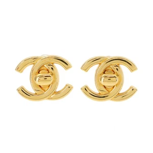 Pendiente CHANEL Bloqueo Giratorio Logotipos Coco Dorado 98P Vintage 90290135 - Imagen 1 de 5