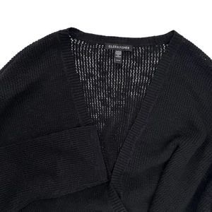Cárdigan Eileen Fisher Frente Abierto Mezcla de Lino Talla XS Negro Tejido Suéter - Imagen 1 de 6