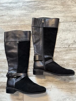 VINCE CAMUTO Women's Vc- Jaran CrissCross Buckle Black Riding Boots US8M/38 FAIR - Image 1 of 4