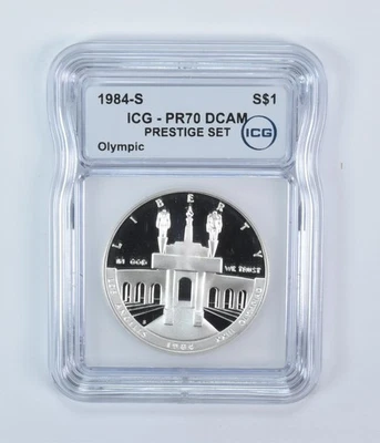 1984-S Olympics Commemorative Silver Dollar Prestige Set PR70 DCAM ICG - Image 1 of 4