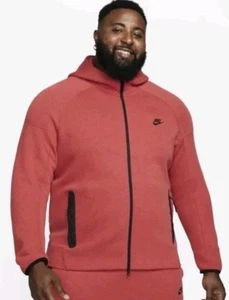 Nike Tech Fleece Red Full Zip Hoodie Jacket Men’s Size 2XL-Tall FB7921-672 - Picture 1 of 10