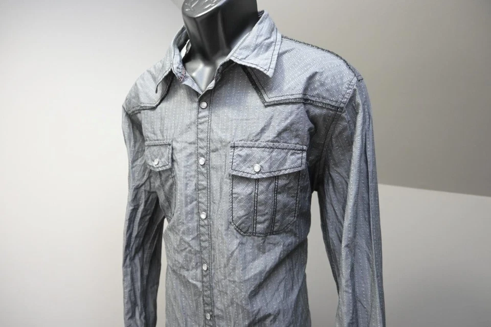 Camisa BKE Hebilla Perla Occidental A Presiones Estándar Gris Manga Larga Para Hombres Talla XL NUEVA CON ETIQUETAS Foto 1 de 4