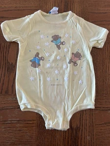 Vintage 1990 Fisher-Price Kidswear Pale Yellow Bears & Stars Bodysuit 24M - Picture 1 of 10