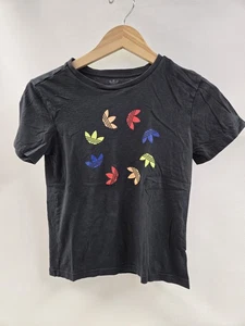 Adidas Shirt Youth 11-12Y Black Rainbow Trefoil Logo Short Sleeve Kids Tee - Picture 1 of 8