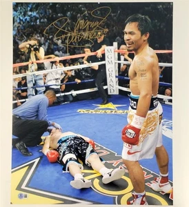 Manny Pacquiao "Pacman" autograph signed 16x20 Photo vs Hatton BAS Beckett - Picture 1 of 3