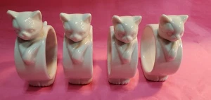 Juego de 4 soportes de servilletas de colección Taitu de cerámica blanca para gatos animales - Imagen 1 de 6
