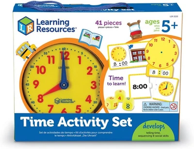 Juego de actividades de tiempo 41 piezas reloj de enseñanza Montessori tiempo para contar para niños 5+ Foto 1 de 4