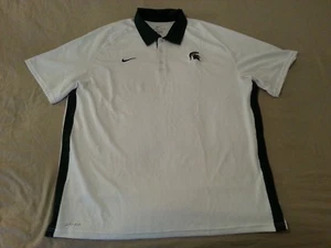 Mens Nike Michigan State Spartans Polo Shirt XL White Green Athletic - Picture 1 of 1