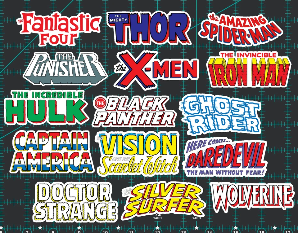 15 Marvel Classic Logo Stickers - Clear, Holographic, or White- Spiderman Thor - Image 1 of 1