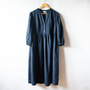 The White Company European Flax Linen 3/4 Puff Sleeve Midi Shift Dress NWT 6 - Picture 1 of 14