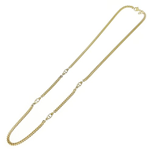 Christian Dior Collana Lunga Catena Kihei Placcata Oro Logo CD da Donna Oro...