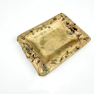 Vintage Ben Rickert Cherub Wood Gold Soap Dish Jewelry Tray MCM Retro - Picture 1 of 12