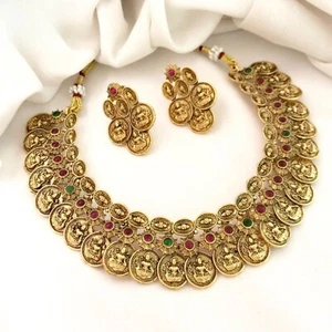 Vergoldet Choker Halskette Set für Damen | Traditioneller Schmuck für Hochzeiten - Bild 1 von 8