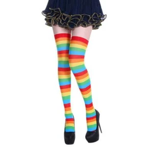 Mädchen Damen Regenbogen Overknee dehnbare Nylon Overknee lange Socken Strumpfhose - Bild 1 von 5